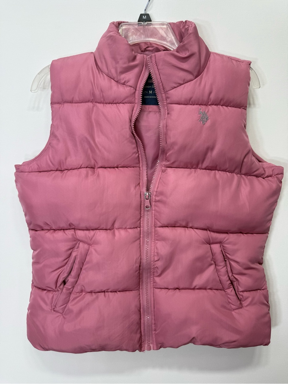 U.S. Polo Assn. Pink Women's Puffer Vest Size Medium Full Zipper Quilted - Picture 12 of 16